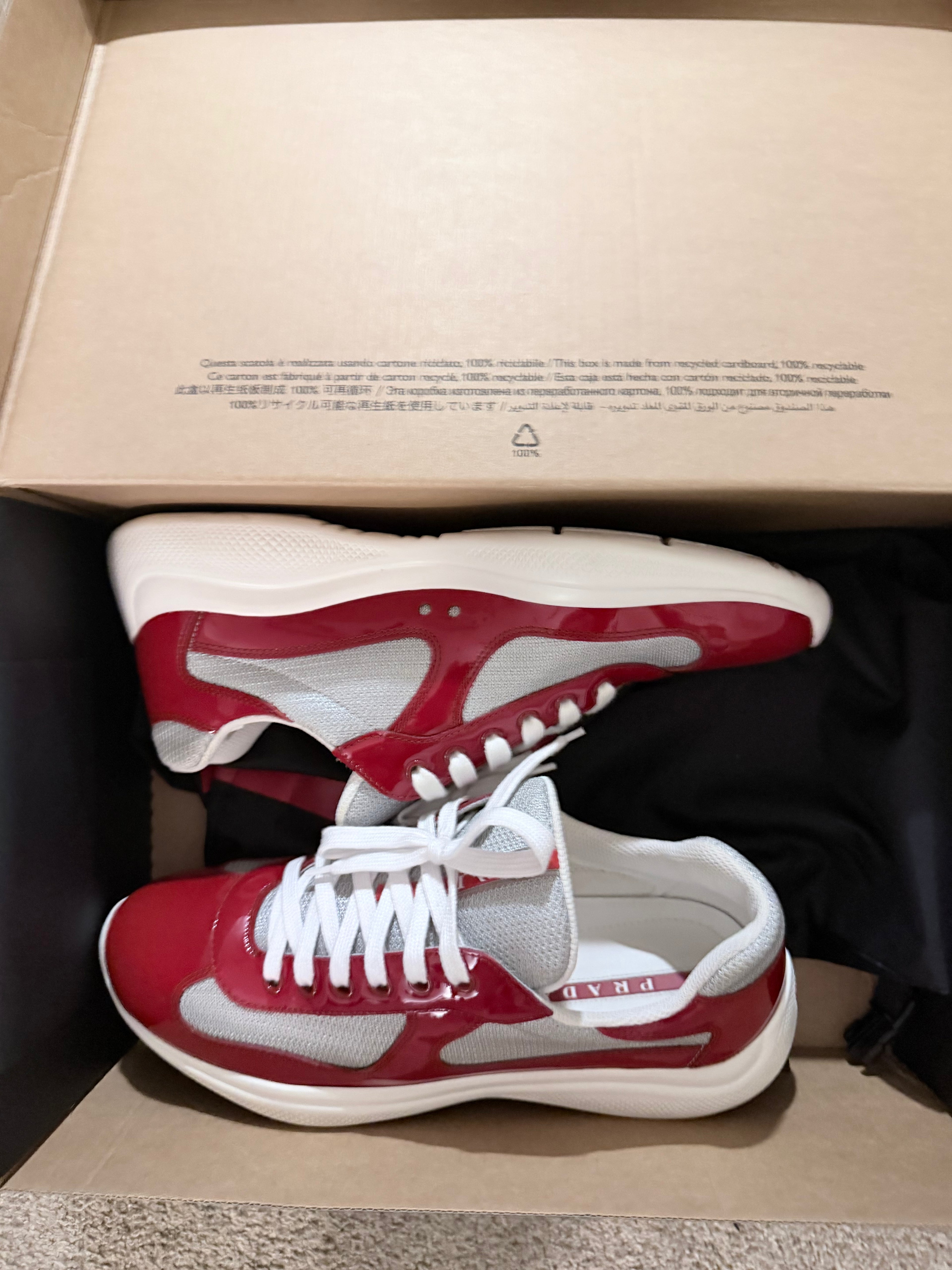 Patent leather and technical fabric Prada America's Cup sneakers