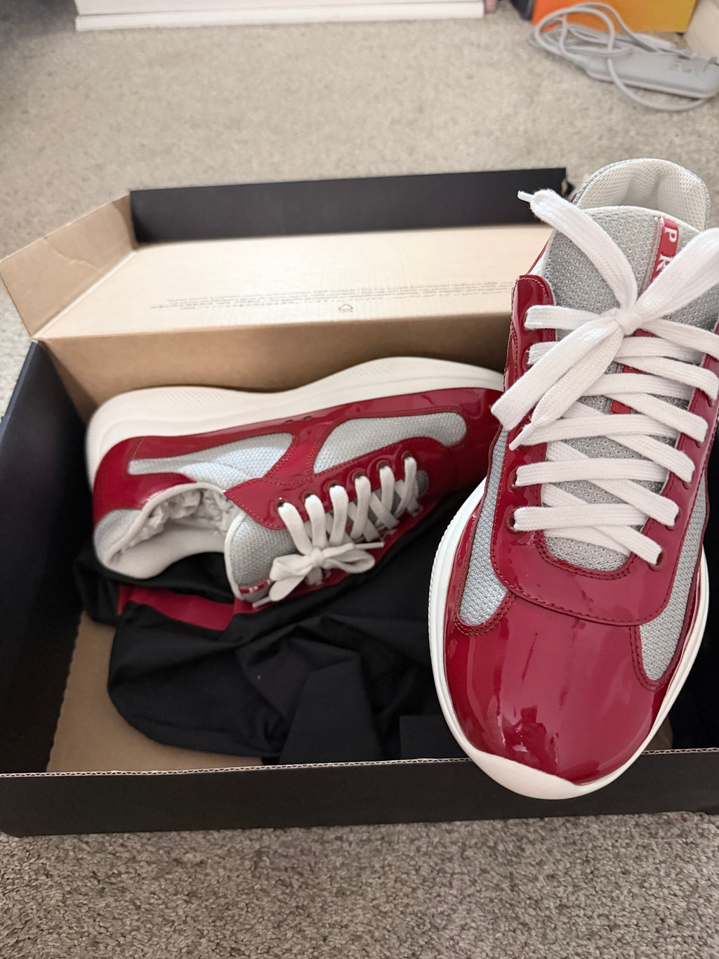 Patent leather and technical fabric Prada America's Cup sneakers