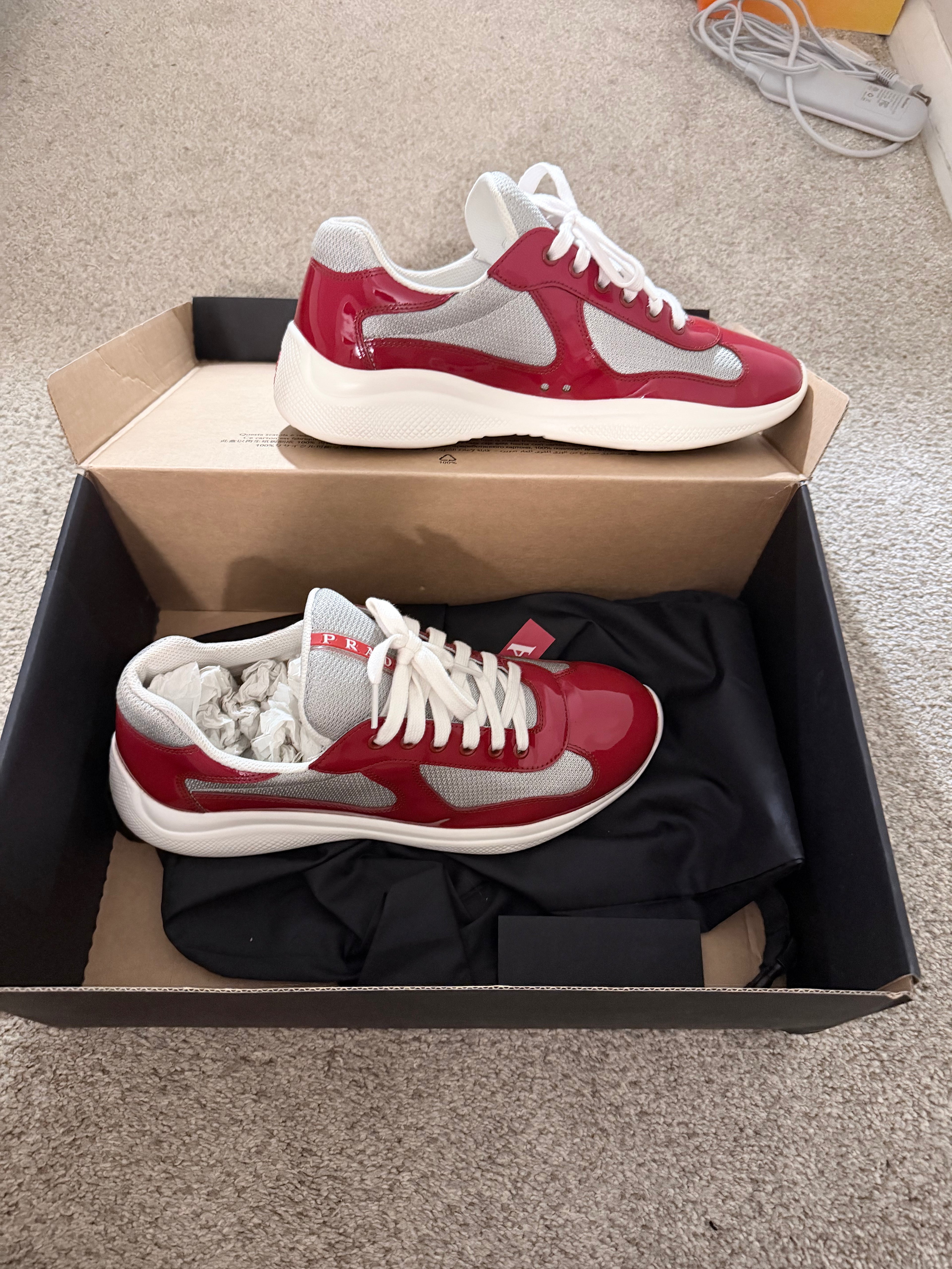 Patent leather and technical fabric Prada America's Cup sneakers