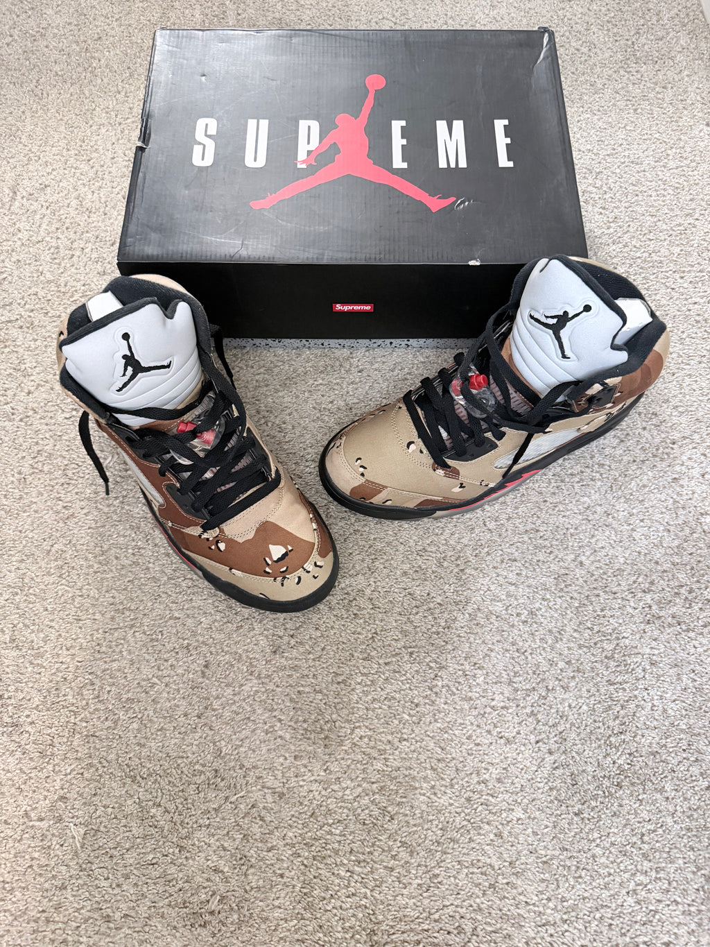Air Jordan 5 x Supreme desert camo ￼