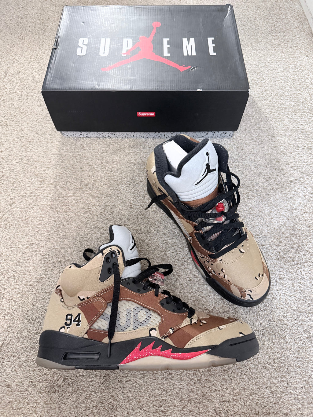 Air Jordan 5 x Supreme desert camo ￼