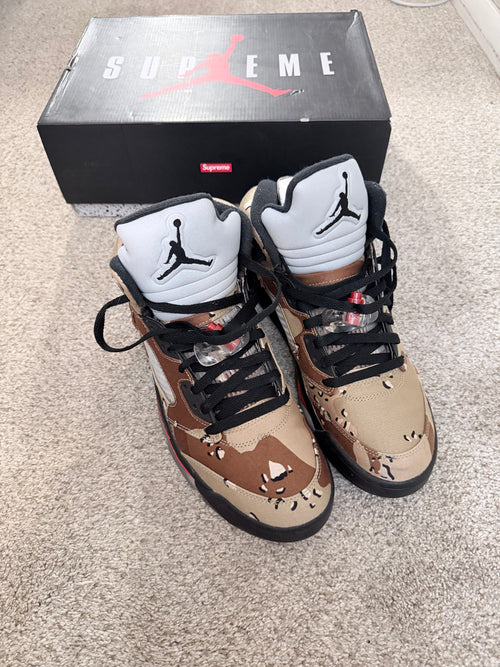 Air Jordan 5 x Supreme desert camo ￼